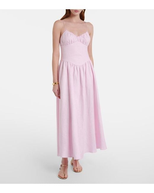 Faithfull The Brand Pink Vares Linen Maxi Dress