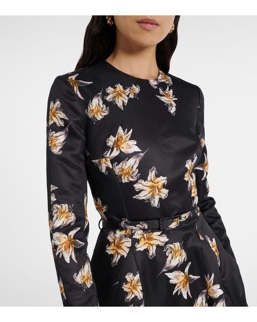 Emilia Wickstead Black Uccellina Floral Duchess Satin Midi Dress