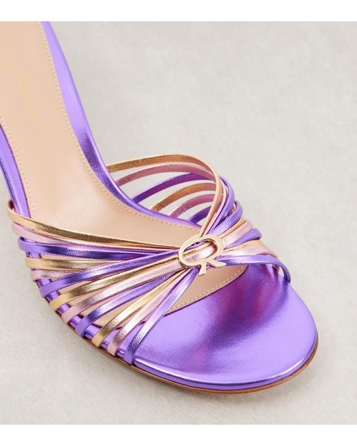 Gianvito Rossi Purple 70 Metallic Leather Mules