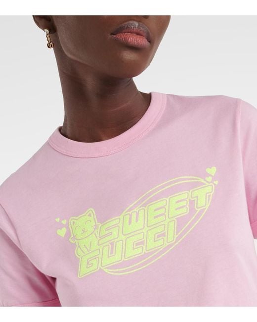 Gucci Pink T-Shirt Aus Baumwolljersey