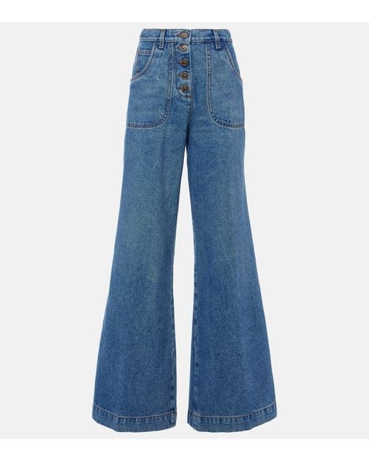 Etro Blue High-Rise Flared Jeans