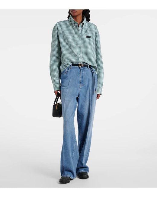 Miu Miu Blue Mid-Rise Wide-Leg Jeans