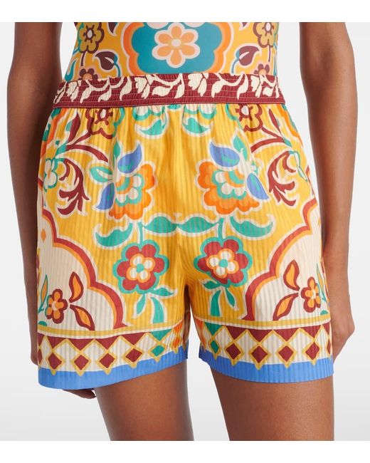 Etro Multicolor Printed Cotton And Silk Shorts