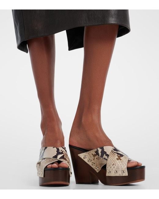 Paris Texas Black Marisol Snake-Effect Leather Platform Sandals