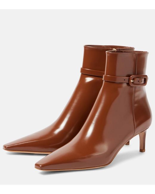 Gianvito Rossi Brown Patent Leather Ankle Boots