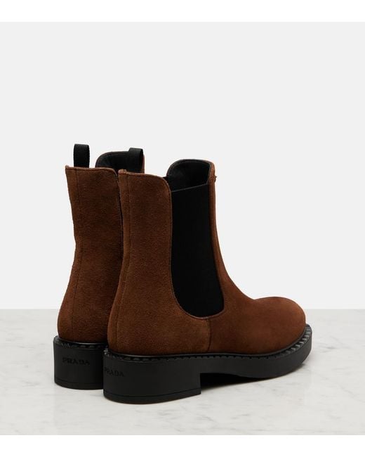 Prada Brown Chocolate Suede Chelsea Boots