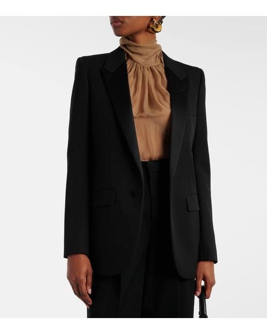 Saint Laurent Black Grain De Poudre Tuxedo Jacket