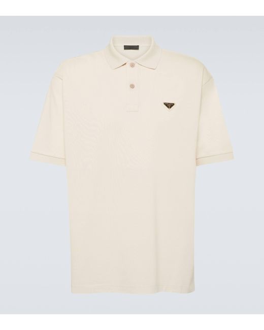 Prada Natural Cotton Pique Polo Shirt for men