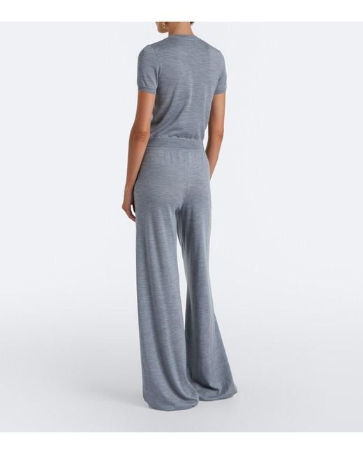 Gucci Gray Wool And Silk Wide-Leg Pants