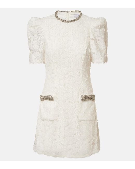 Rebecca Vallance White Bridal Dillon Embellished Lace Minidress