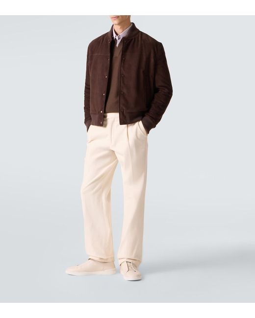 Zegna Brown Cashmere Half-Zip Sweater for men