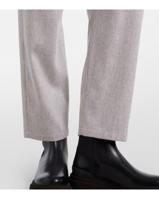 Brunello Cucinelli White Monili Wool Tapered Pants