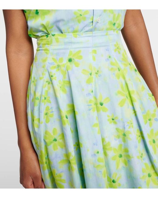 Marni Green Floral Cotton Poplin Midi Skirt
