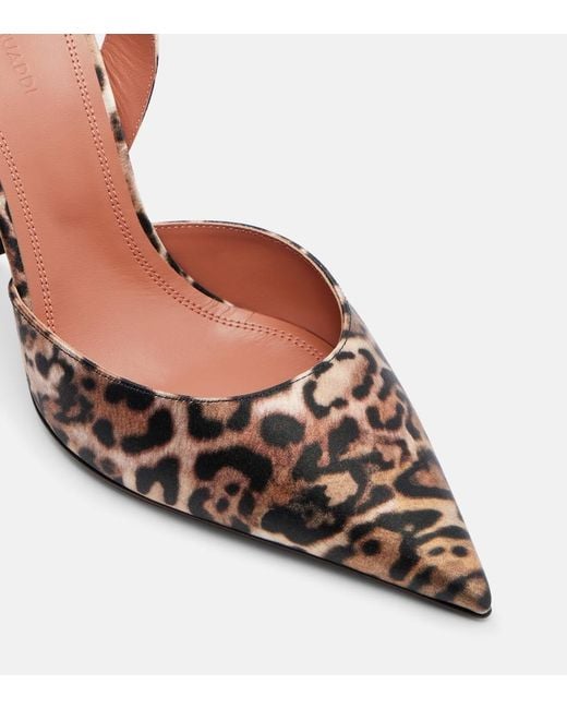 AMINA MUADDI Brown Holli 95 Satin Slingback Pumps