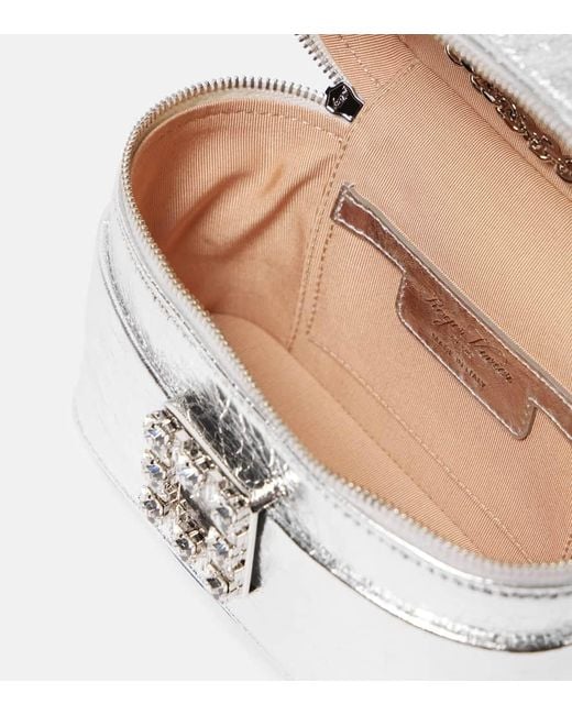 Roger Vivier White Tres Vivier Metallic Leather Vanity Bag