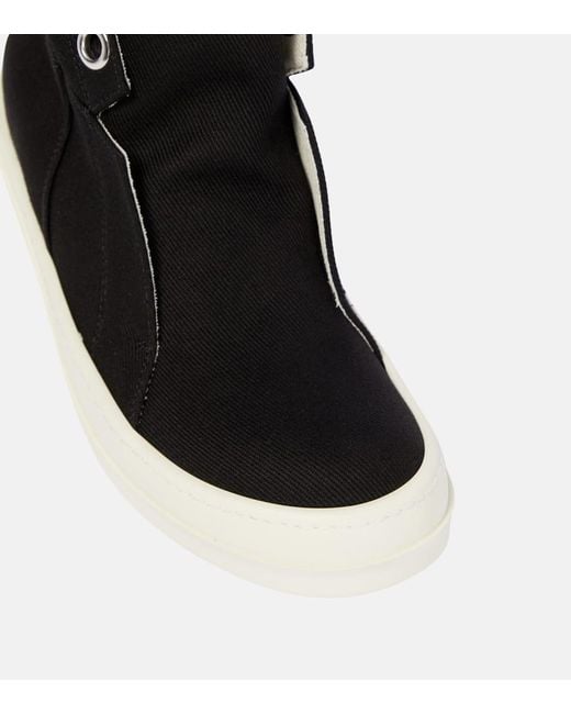 Rick Owens Black High-Top Sneakers Dunk Aus Denim