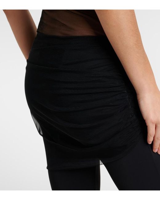 Nensi Dojaka Black Cropped Tulle-Trimmed Leggings