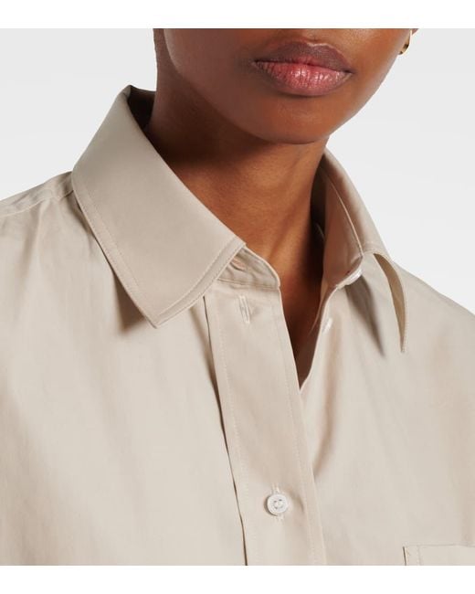 Camisa Cropped De Algodon Victoria Beckham de color Natural