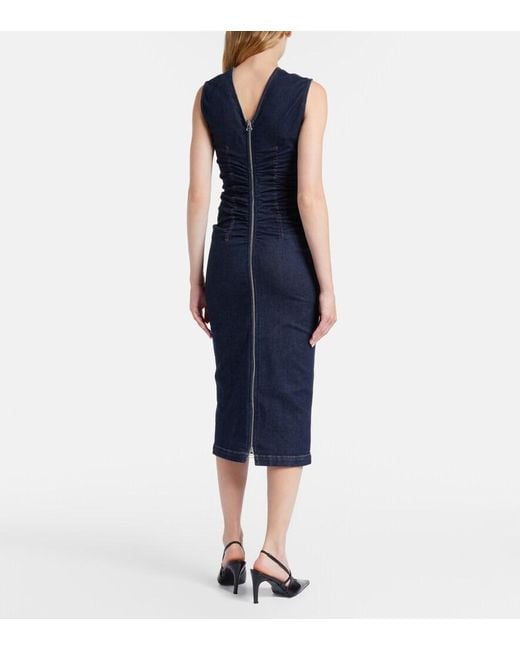 Sportmax Blue Voto Ruched Denim Midi Dress