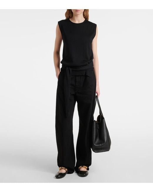 Tod's Black Embellished Leather Mary Jane Flats