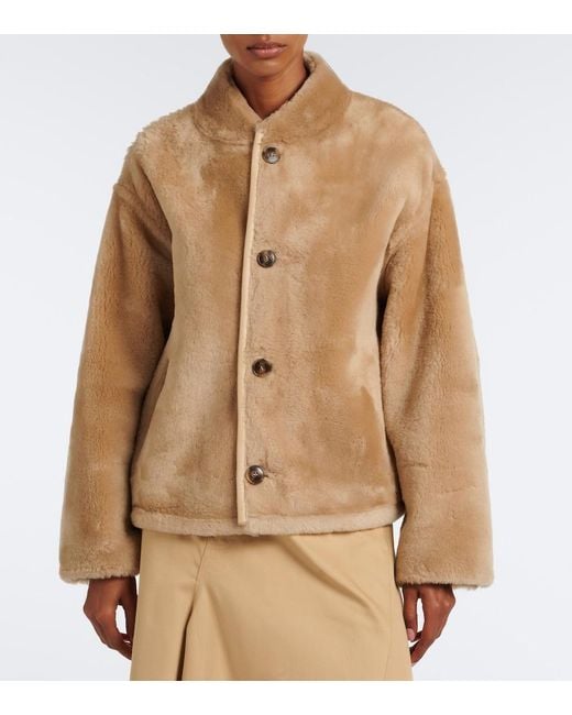 Yves Salomon Natural Reversible Shearling-Trimmed Leather Jacket