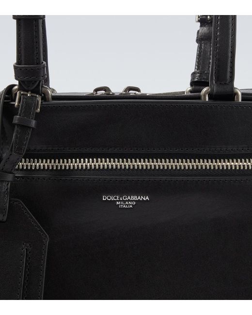 Dolce & Gabbana Black Ellis Leather Briefcase for men