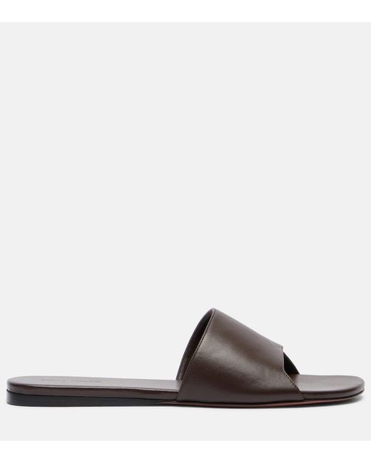AMINA MUADDI Brown Bianca Leather Slides