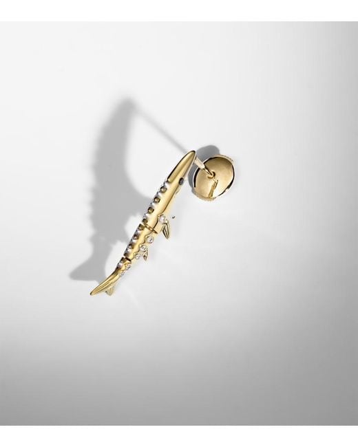 Yvonne Léon White Marlin Pm 9Kt Single Earring With Diamonds