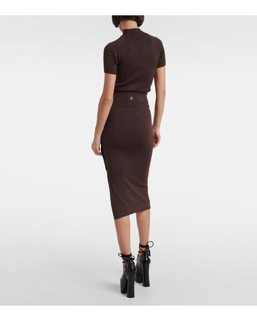 Vivienne Westwood Brown Pamela Knitted Wool Midi Skirt