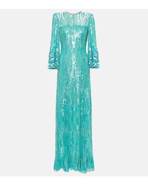 Jenny Packham Blue Nymph Embellished Gown