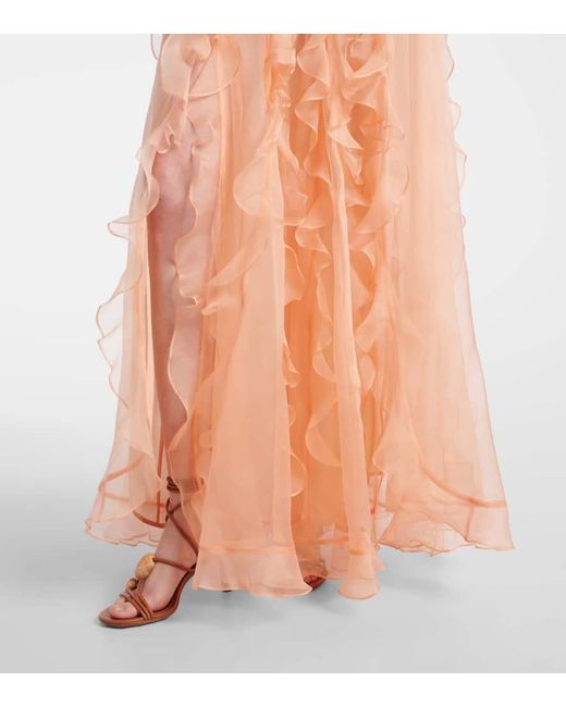 Zimmermann Orange Balance Ruffled Silk Organza Maxi Dress