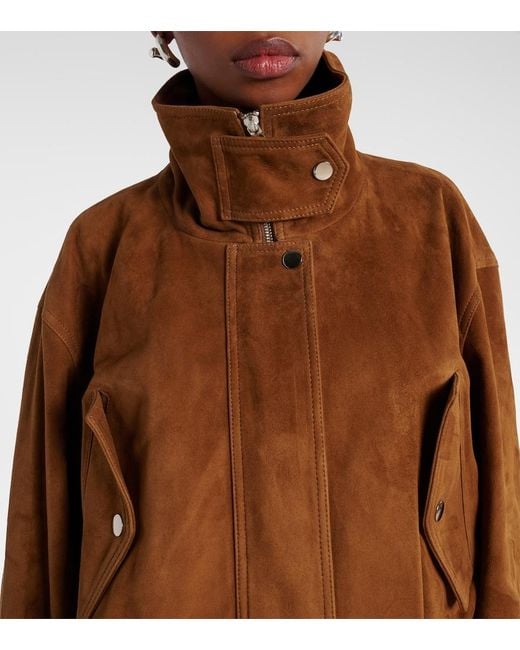 Nour Hammour Brown Briar Suede Bomber Jacket
