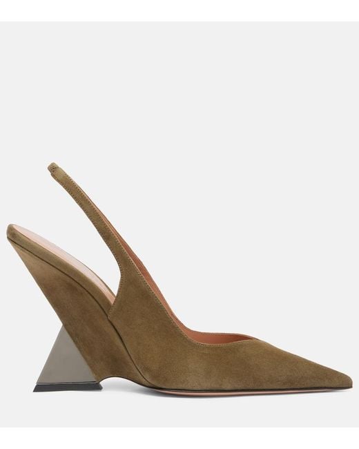 The Attico Brown Cheope 105 Suede Slingback Pumps