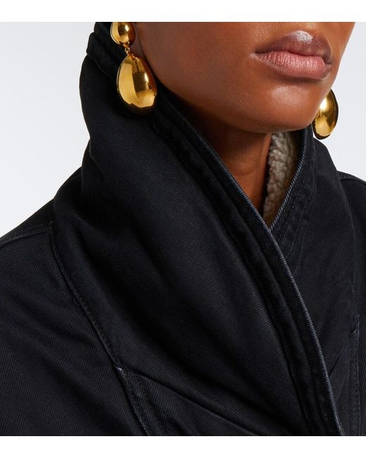 Isabel Marant Black Pimia Fleece-Trimmed Denim Jacket