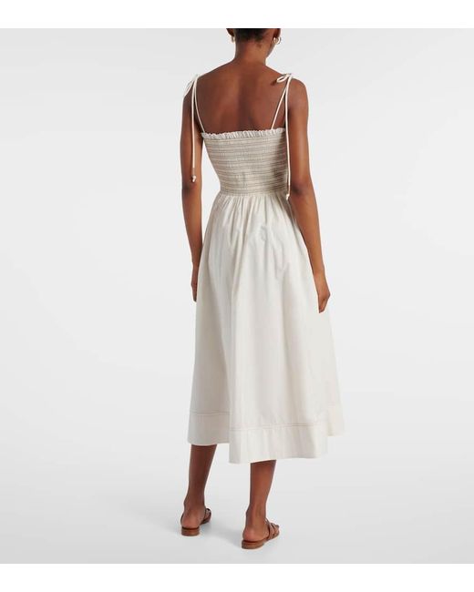 Vestido Midi Kaela De Algodon Fruncido Veronica Beard de color White