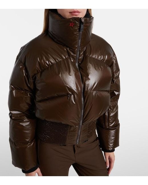Perfect Moment Brown Auretta Bomber Shell-Down Ski Jacket