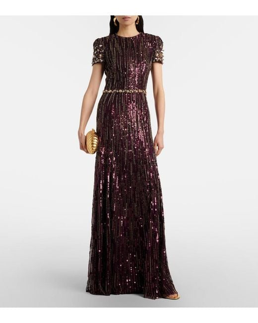Jenny Packham Purple Ninetta Sequined Gown