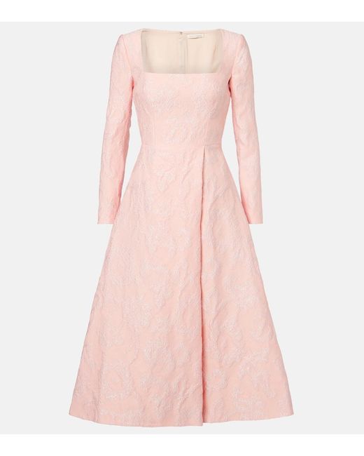 Emilia Wickstead Pink Glenda Embroidered Crepe Midi Dress