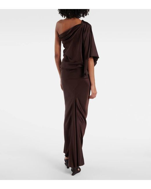 Rick Owens Brown Hollywood Charmeuse Asymmetric Top