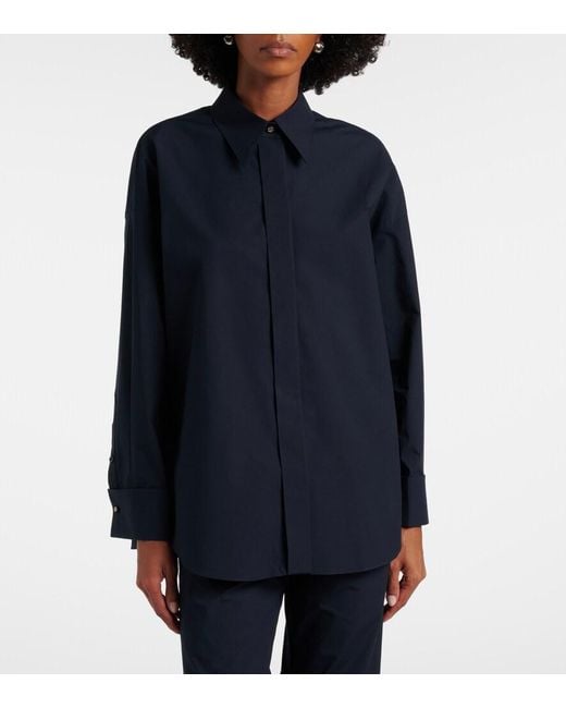 Dorothee Schumacher Blue Poplin Power Ii Cotton-Blend Poplin Shirt