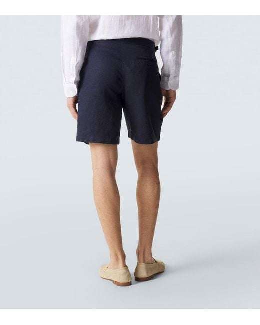 Orlebar Brown Blue Norwich Slim-Fit Linen Shorts for men