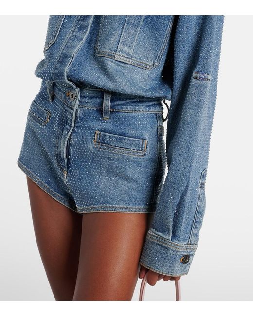 Self-Portrait Blue Embellished Denim Romper