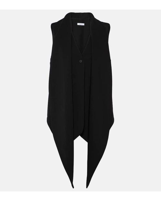 Ferragamo Black Draped Virgin Wool Vest