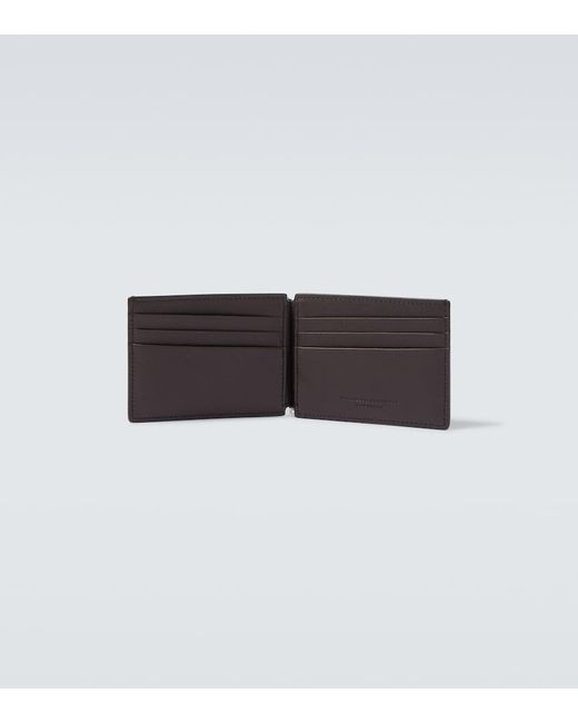 Brunello Cucinelli Brown Logo Debossed Leather Wallet for men