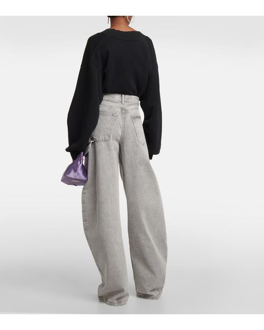 The Attico Gray Effie Mid-Rise Barrel-Leg Jeans