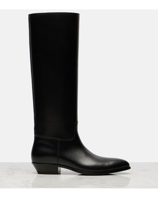 The Row Black Western Leather Knee-High Boots