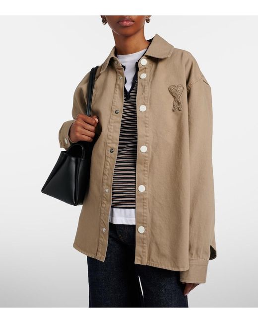 AMI Brown Ami De Cour Cotton Overshirt