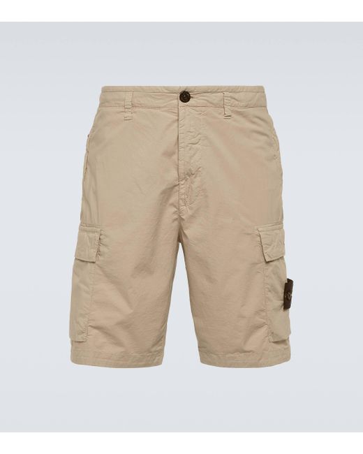 Stone Island Natural Compass Cotton-blend Cargo Shorts for men