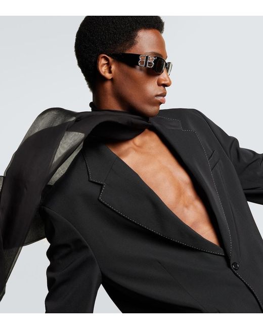 Balenciaga Black Dynasty Rectangular Sunglasses for men