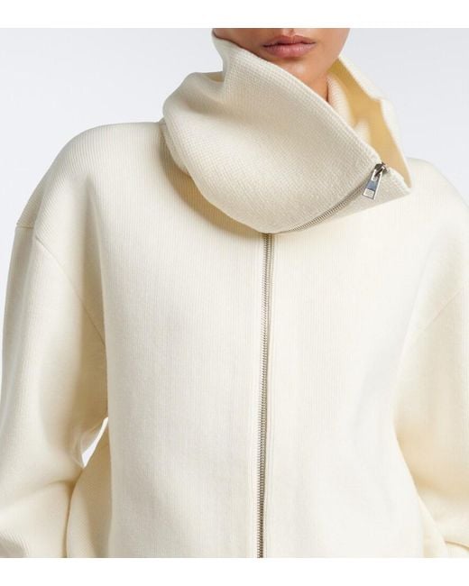 Rohe White Wool Zip-Up Sweater